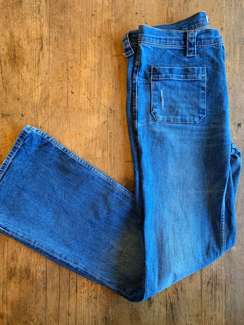Zara Womens Tribute 70s Jeans Flare in Blue Wash